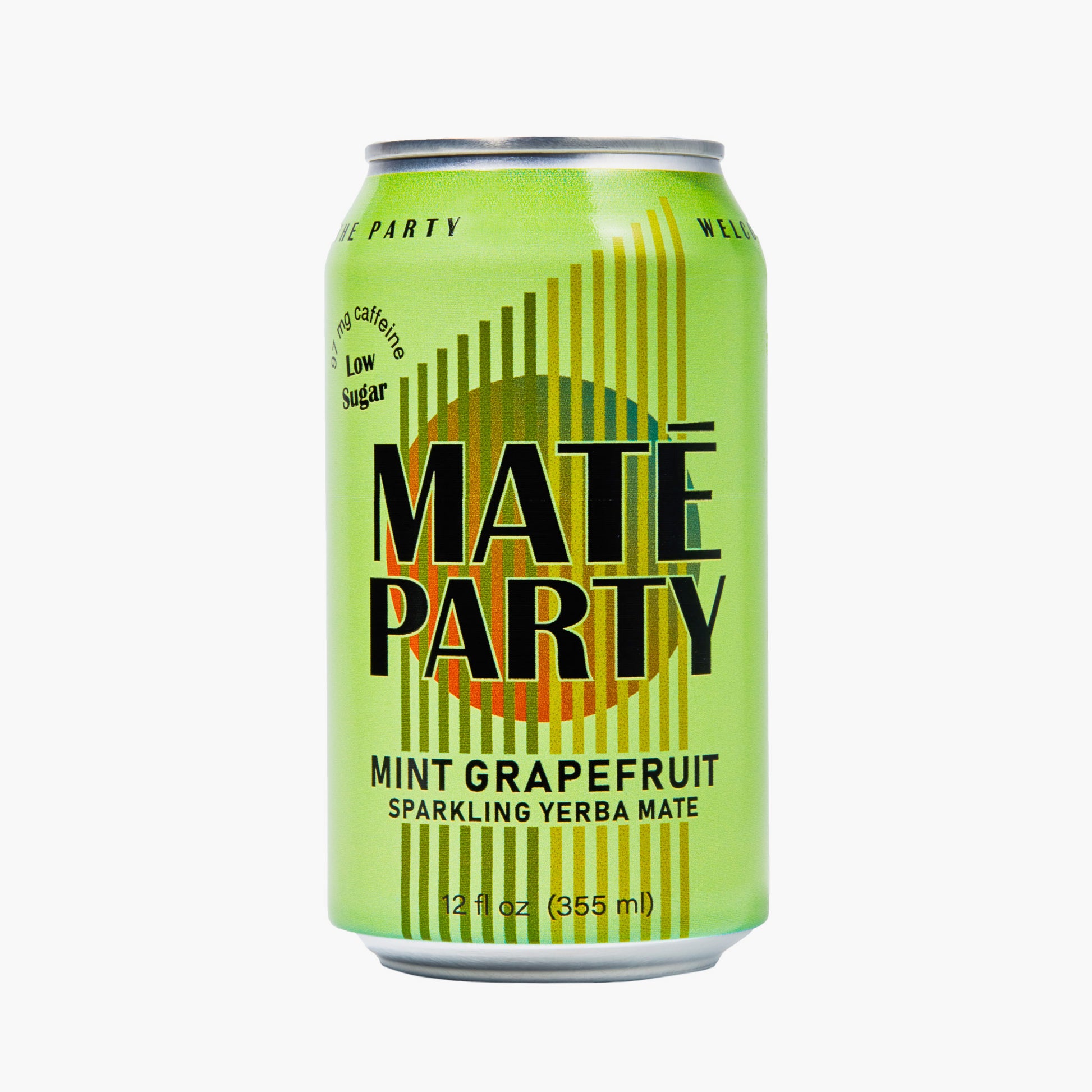 Can of Maté Party Peppermint Grapefruit sparking yerba mate on a white background