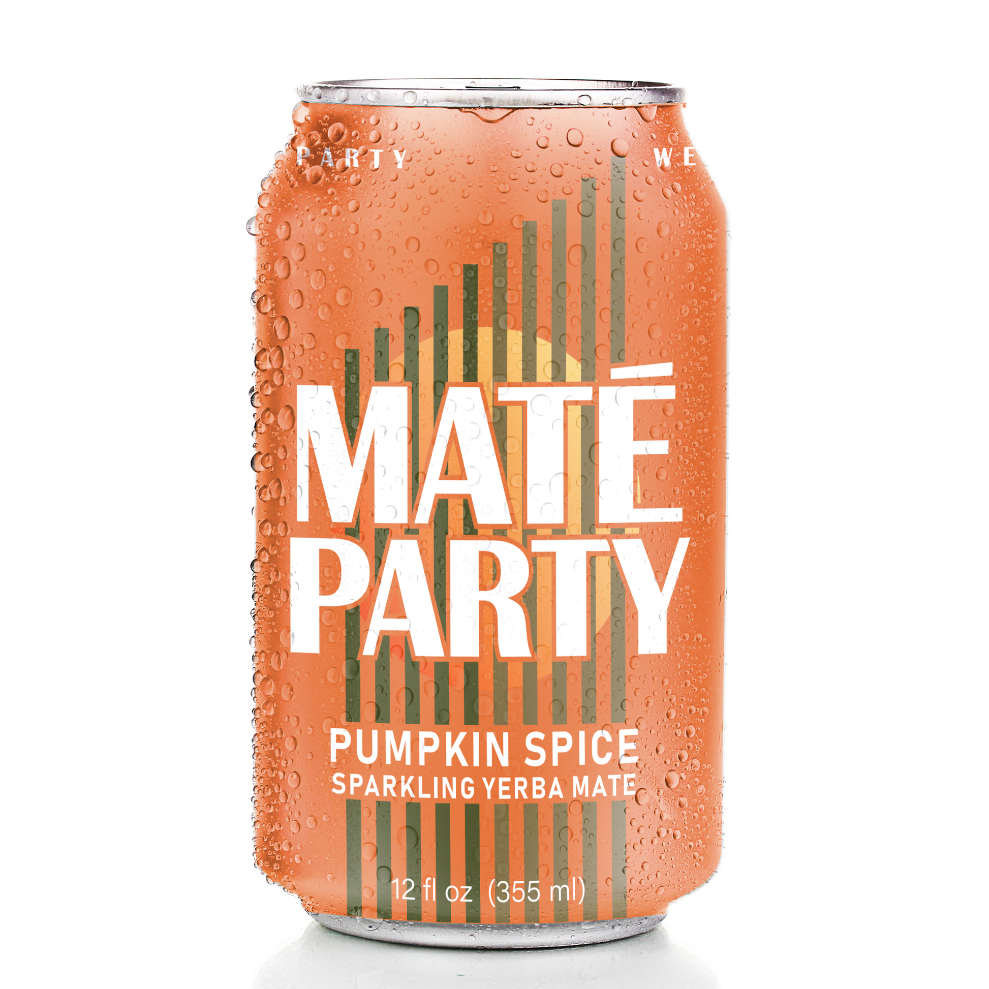 Can of Mate Party Pumpkin Spice sparkling yerba mate on a white background