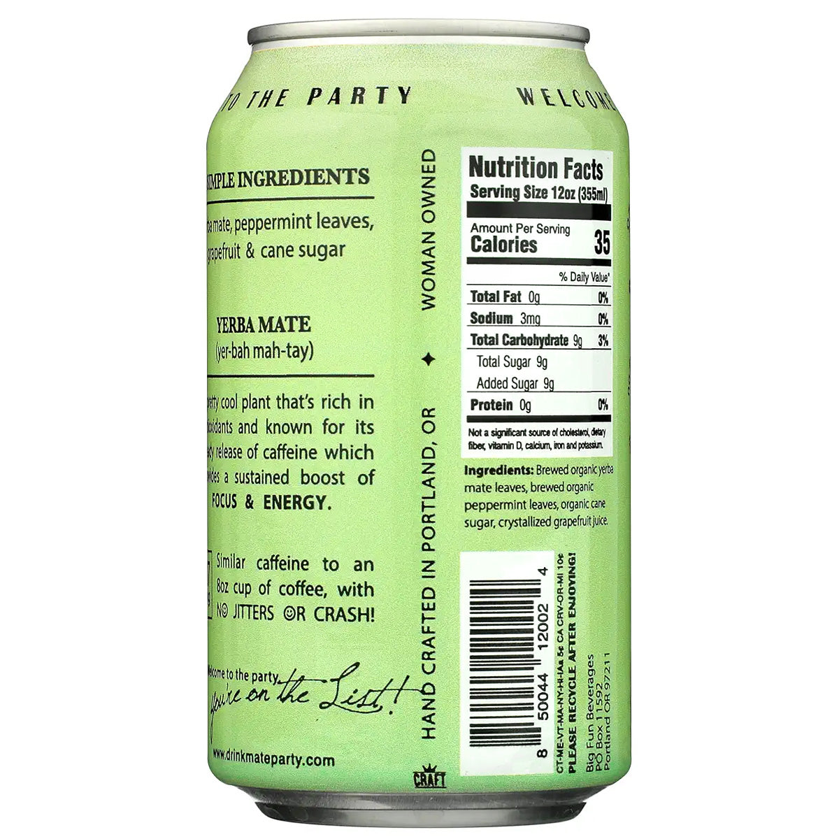 Low Sugar Mint Grapefruit Sparkling Yerba Mate 12oz Can, Yerba Mate Energy Drink Mat Party Low Sugar Mint Grapefruit Sparkling Yerba Mate 12oz Can, Yerba Mate Energy Drink Mat Party