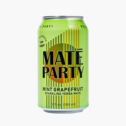 Can of Maté Party Peppermint Grapefruit sparking yerba mate on a white background