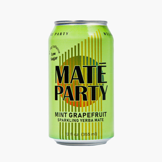 Can of Maté Party Peppermint Grapefruit sparking yerba mate on a white background
